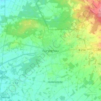 Carte topographique Fürstenau, altitude, relief
