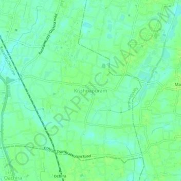 Carte topographique Krishnapuram, altitude, relief