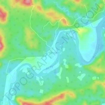 Carte topographique Las Mercedes, altitude, relief