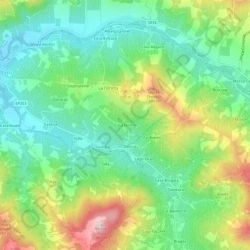 Carte topographique Casa Perotti, altitude, relief