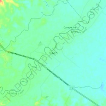 Carte topographique El Alto, altitude, relief