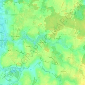 Carte topographique Les Vernes, altitude, relief