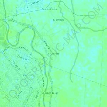 Carte topographique Caucaseco, altitude, relief