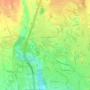 Carte topographique Rizzi, altitude, relief