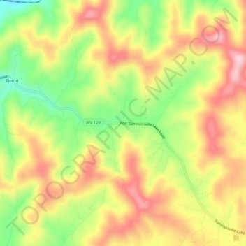 Carte topographique Poe, altitude, relief