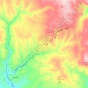 Carte topographique Varnavas, altitude, relief