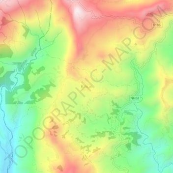Carte topographique Kihun, altitude, relief