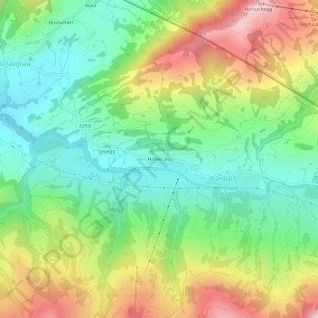 Carte topographique Hinter Leu, altitude, relief
