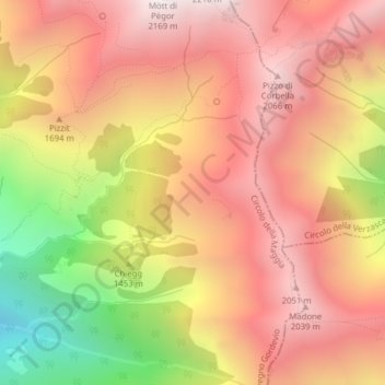 Carte topographique L Alp da Corbèla, altitude, relief