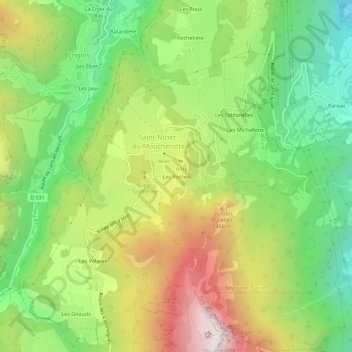 Carte topographique Les Roches, altitude, relief