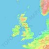 Carte topographique United Kingdom, altitude, relief