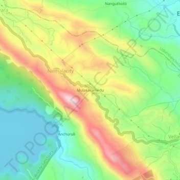 Carte topographique Mulakaramedu, altitude, relief