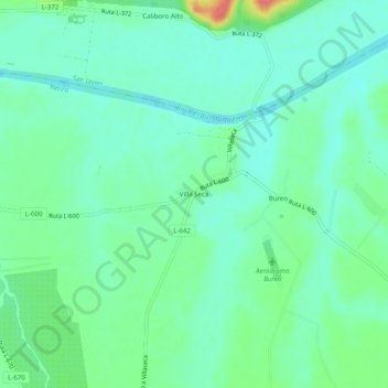 Carte topographique Villa Seca, altitude, relief