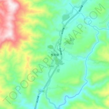 Carte topographique Guandong, altitude, relief