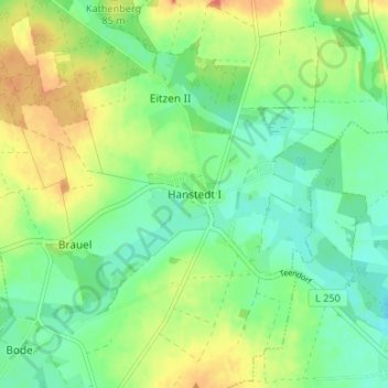 Carte topographique Hanstedt I, altitude, relief