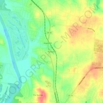 Carte topographique Berryville, altitude, relief