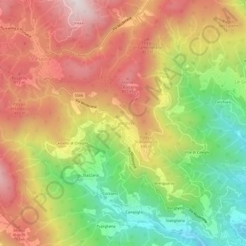 Carte topographique Cireglio, altitude, relief