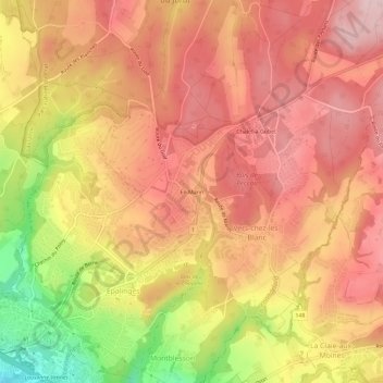 Carte topographique En Marin, altitude, relief