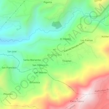 Carte topographique Atahualpa, altitude, relief