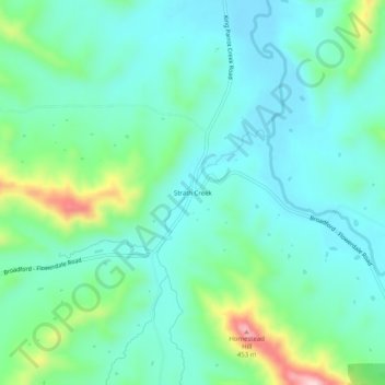 Carte topographique Strath Creek, altitude, relief