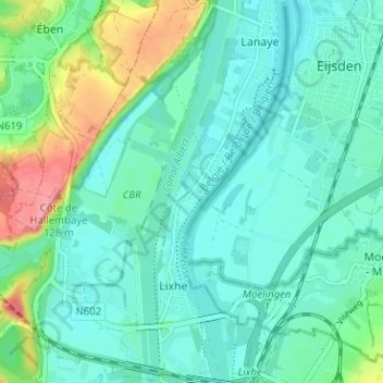 Carte topographique Nivelle, altitude, relief