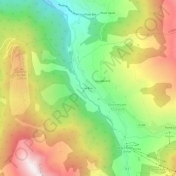 Carte topographique La Rua, altitude, relief