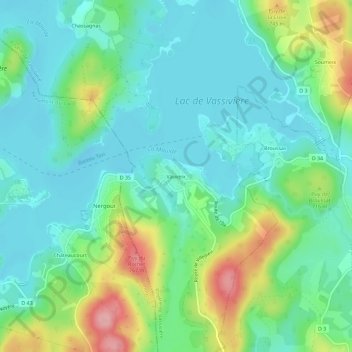 Carte topographique Vauveix, altitude, relief