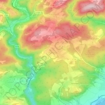 Carte topographique Pömling, altitude, relief