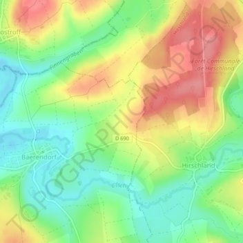 Carte topographique Kreutzel, altitude, relief