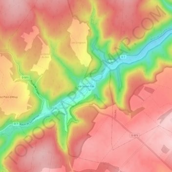 Carte topographique Val-Suzon Bas, altitude, relief