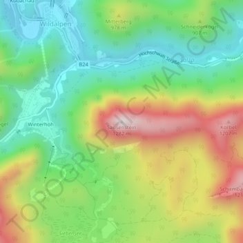 Carte topographique Säusenstein, altitude, relief