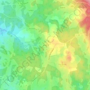 Carte topographique Artiges, altitude, relief