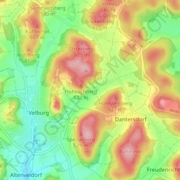 Carte topographique St. Wolfgang, altitude, relief