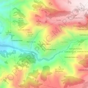 Carte topographique Contrada Crupazza, altitude, relief