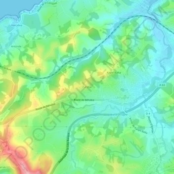 Carte topographique Zuhibar, altitude, relief