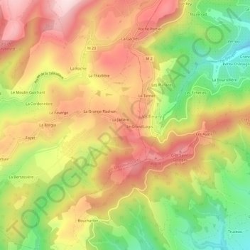 Carte topographique Le Recou, altitude, relief