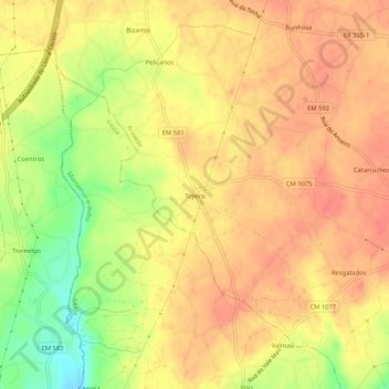 Carte topographique Tojeiro, altitude, relief