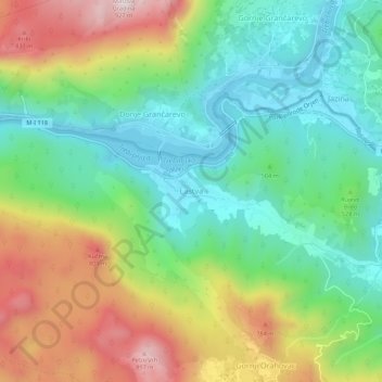 Carte topographique Lastva, altitude, relief