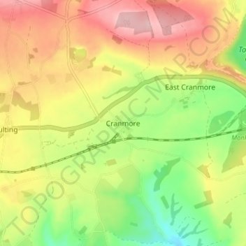 Carte topographique Cranmore, altitude, relief