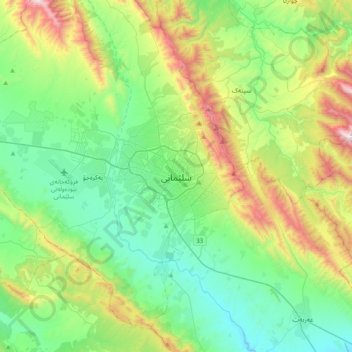 Carte topographique Souleimaniye, altitude, relief