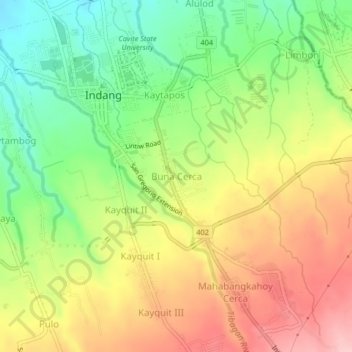 Carte topographique Buna Cerca, altitude, relief