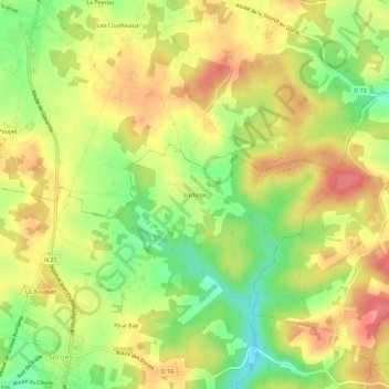 Carte topographique Enchose, altitude, relief