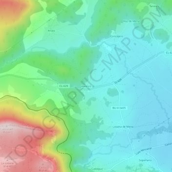 Carte topographique Vivanco, altitude, relief