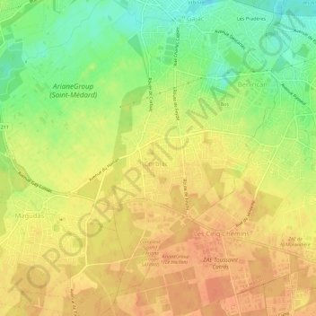Carte topographique Clairière de Mingot, altitude, relief