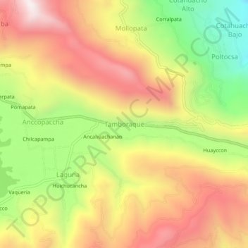 Carte topographique Tamboraque, altitude, relief