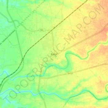 Carte topographique Kalol, altitude, relief