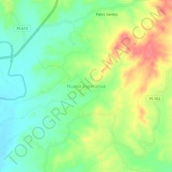 Carte topographique Nueva Esperanza, altitude, relief