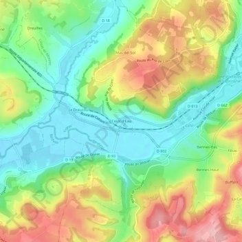 Carte topographique Ceint d'Eau, altitude, relief