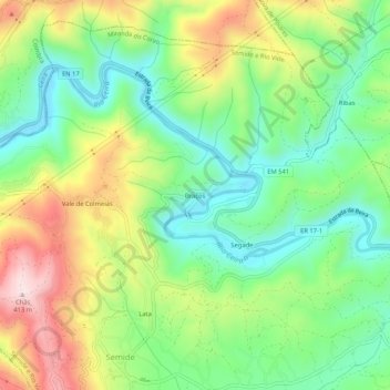 Carte topographique Braços, altitude, relief