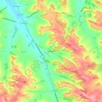 Carte topographique Lamothe, altitude, relief